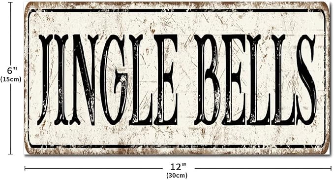 Madcolitote Personalized Jingle Bells Street Sign Vintage Jingle Bells Wood Signs Wall Art Rustic Wall Decorations for Living Room Home Decor for Home Man Cave Gate Garden Bars Cafes 6x12in