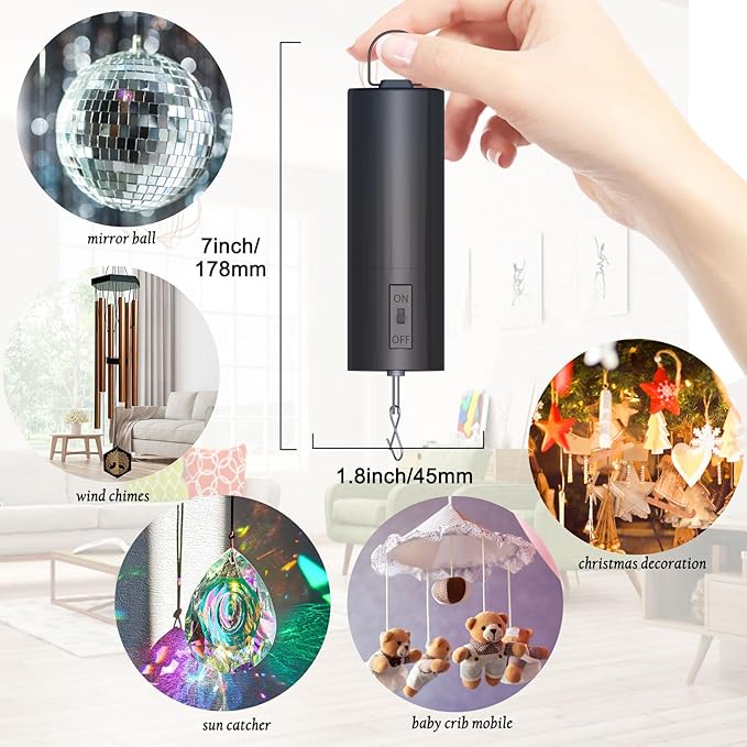Battery Operated Wind Spinner Motor 30RPM | Hanging Display for Wind Spinners, Windchimes, Suncatchers,Disco Mirror Ball, Garden/Christmas Decor
