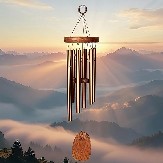 Woodstock Chimes Amazing Grace Wind Chime for Outside 16" Small Bronze, Outdoor Decor for Patio, Porch, Garden, Memorial Gift for Loved Ones AGSBR