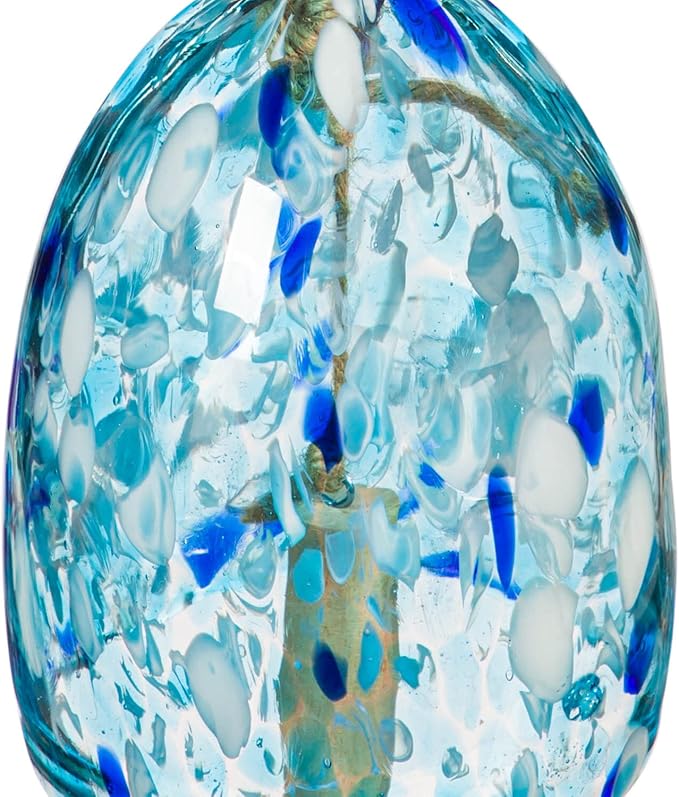 Evergreen Garden Colorful Art Glass Wind Chime | Light Blue| Solid Wood Striker | Natural Deep Tone | 8 Inches Tall | Beautiful Gift for Patio, Garden, Outdoor Home Decor