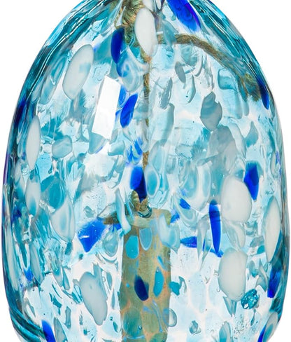 Evergreen Garden Colorful Art Glass Wind Chime | Light Blue| Solid Wood Striker | Natural Deep Tone | 8 Inches Tall | Beautiful Gift for Patio, Garden, Outdoor Home Decor