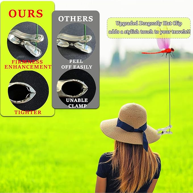 3PCS Outdoor Fake Dragonfly Rod Clip, Garden Metal Dragonfly Clip. Natural Organic Concept, 3D Dragonfly Garden Decoration, Creative Home Accessories (6)