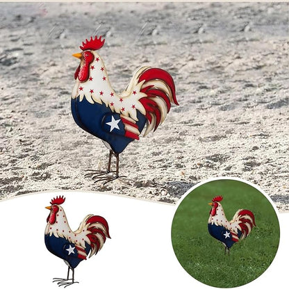 Garden Statues Metal Rooster Decor 12" Tall Indoor Outdoor Metal Rooster Yard Statue Decoration Outdoor Garden Statues Metal Chicken Yard Ornaments Decor