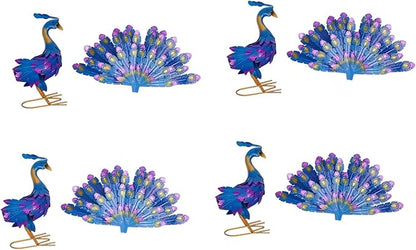 12.8'' Tall Metallic Peacock Tail Spread Yard Statue, 4Pcs Peacock Statue Ornaments, Iron Peacock Statue Garden Decor for Gardens, Patios, Gardens, Cafes, Offices