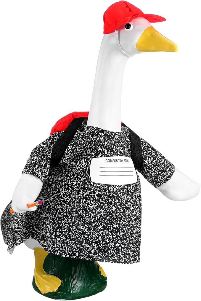 Blue Hoodie Goose Outfit Sweatshirt Porch Goose Clothes Dress with Wide Hat Sunglass for 23'' Geese Statue Outdoor(Back to School)