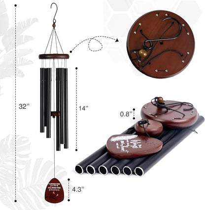 Memorial Wind Chimes for Loss of Loved One, Windchimes in Memory of a Loved One, Sympathy Gift Baskets, Bereavement Condolence Gifts, Memorial Gifts for Loss of Mom, 32" Sympathy Cardinal, Black