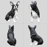 Boston Terrier Garden Statue with Solar Lantern & Welcome Sign, 17" Large Outdoor Dog Decor Yard Art Figurine, Funny Pet Memorial Gift for Patio Lawn Porch Housewarming