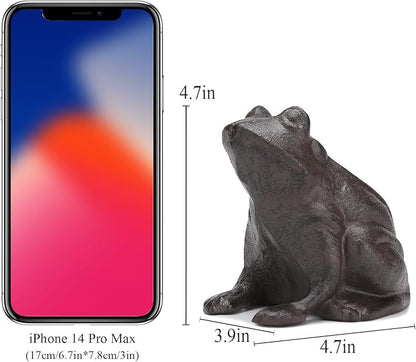BRASSTAR Cast Iron Lying Frog Statue Lawn Garden Farm Home Figurine Outdoor Decoration TQGJPT510