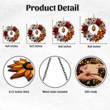 Autumn Floral Wreath Acrylic Suncatcher Stained Glass Effect Window Car Hanging Christmas Ornament Indoor Outdoor Decor Garden Sun Catcher Panel for Acrylic Suncatcher Lover for Women Mom Grandma