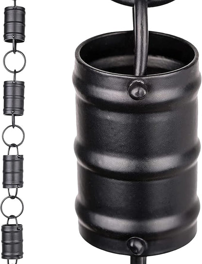RainChains Pacific Tri-Stripe Rain Chain 8.5ft Black Aluminum Rain Chains for Gutters Decorative Gutter Chain Downspout.