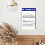 Aluminum Warning Sign, Hot Tub Safety Rules, Pool Sign, Vintage Style, Silver, 8 X 12 Inches