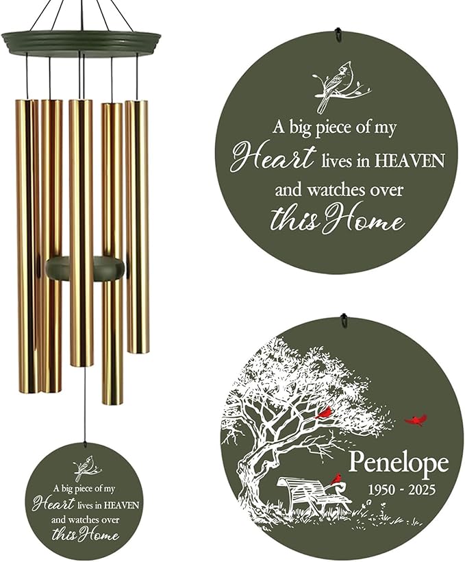 ASTARIN Personalized Wind Chimes Memorial, 30/36 in Cardinal Memorial Wind Chimes, Life Tree Custom Sympathy Gifts in Loving Memory of Mom/Dad, Wind Chime for Loss of Loved Ones(Produced in USA)