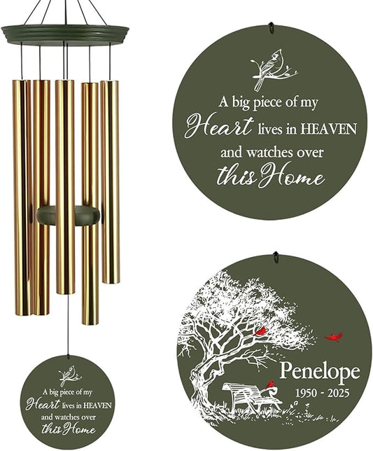 ASTARIN Personalized Wind Chimes Memorial, 30/36 in Cardinal Memorial Wind Chimes, Life Tree Custom Sympathy Gifts in Loving Memory of Mom/Dad, Wind Chime for Loss of Loved Ones(Produced in USA)