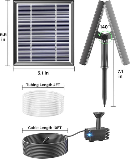 Biling Solar Water Pump Outdoor, Solar Powered Fountain Water Pump for Bird Bath, Garden, Backyard, Pool, Fish Tank
