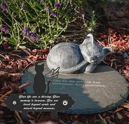 Grave Markers for Cemetery for Cat, Weatherproof Metal Pet Memorial Stake, Garden Cemetery Decoration, Waterproof Pets Grave Marker Memorial Plaques for Outdoors Yard Patio