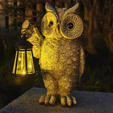 GUANFU Garden Statues, owl Outdoor Figurines Decorated with Solar Lights, Unique Christmas Birthday Gifts for Moms, Grandmas, Women, Wives, Sisters (Grey Owl1)