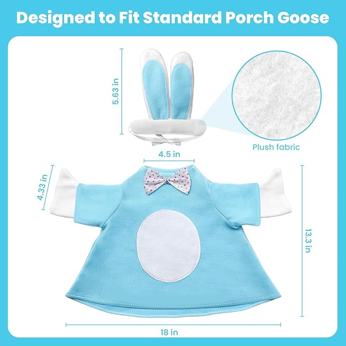 Independence Day Style Cute Outfit for 23-Inch Cement Goose – Outdoor Garden Yard Porch Decor