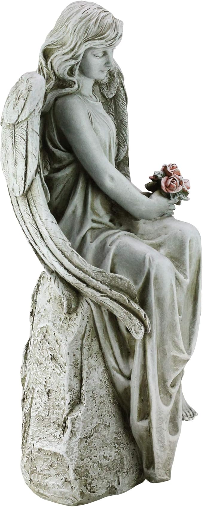 Joseph's Studio by Roman, 17.75" H Angel Holding Flowers Garden Statue, Religious Outdoor Decor