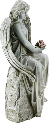 Joseph's Studio by Roman, 17.75" H Angel Holding Flowers Garden Statue, Religious Outdoor Decor
