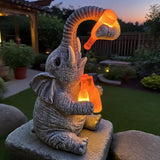 Solar Elephant Outdoor Statues for Garden Suitable for Courtyard Art Lawn Ornaments Porch Terrace Balcony Home - Birthday Gifts for Grandma Mom Women (Yellow Wine Bottle)