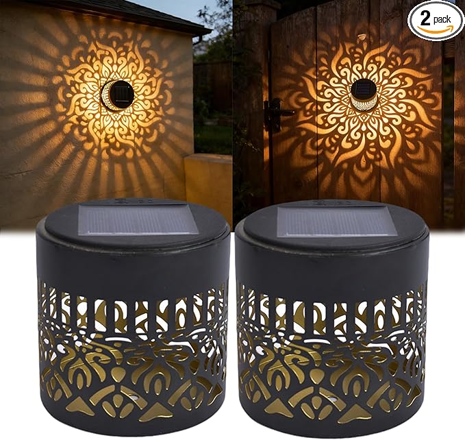 Decorative Solar Mandala Lights, 2026 Upgrade Outdoor Metal Solar Mandala Lights, Waterproof Mandala Theme Fence Light for Garden Backyard Post Patio Yard (2 Pcs)