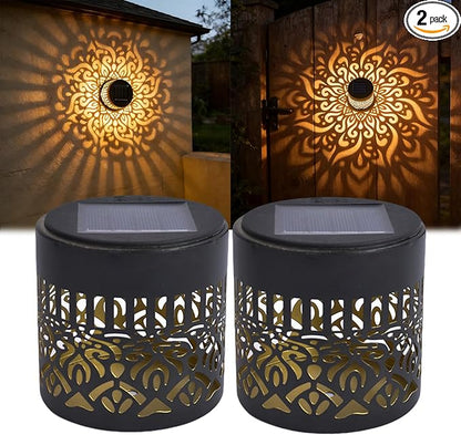 Decorative Solar Mandala Lights, 2026 Upgrade Outdoor Metal Solar Mandala Lights, Waterproof Mandala Theme Fence Light for Garden Backyard Post Patio Yard (2 Pcs)