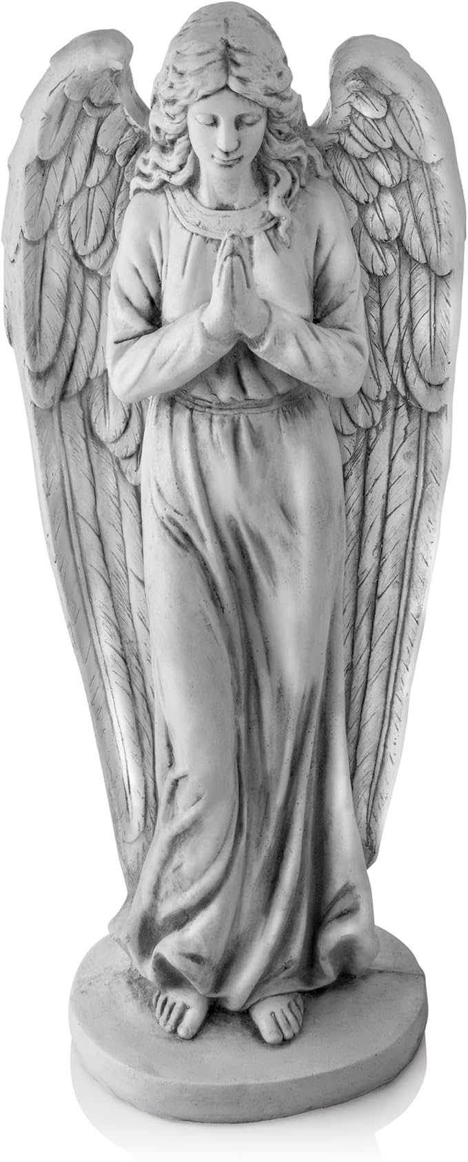 Alpine Corporation 47" Tall Indoor/Outdoor Praying Angel Statue Yard Art Decoration, Light Gray