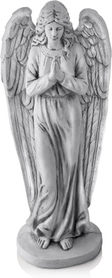 Alpine Corporation 47" Tall Indoor/Outdoor Praying Angel Statue Yard Art Decoration, Light Gray