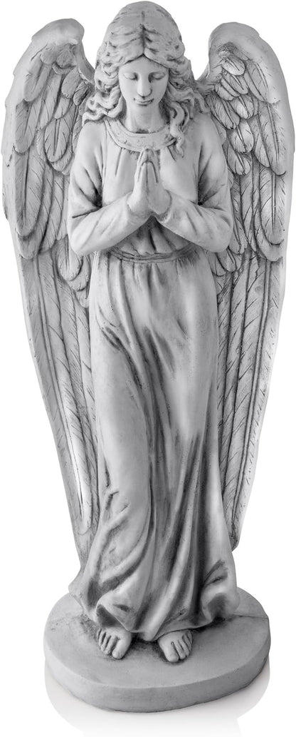 Alpine Corporation 47" Tall Indoor/Outdoor Praying Angel Statue Yard Art Decoration, Light Gray