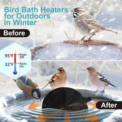110W Bird Bath Heater for Outdoors in Winter, Submergible Cast Aluminum Chicken Water Heater with Thermostatically Controlled Bird Bath Deicer Pond Deicer for Livestock