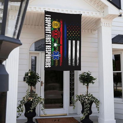 First Responder Flag I Support First Responders Flag 3 X 5 Ft Polyester with Brass Grommets For Lawn Patio Yard Garden Home Outdoor Decor Fade Resistant Banner
