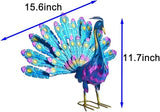 Small Peacock Statue Animal Sculpture Garden Decoration Metal Yard Art for Yard Outdoor Decoration (Purple)