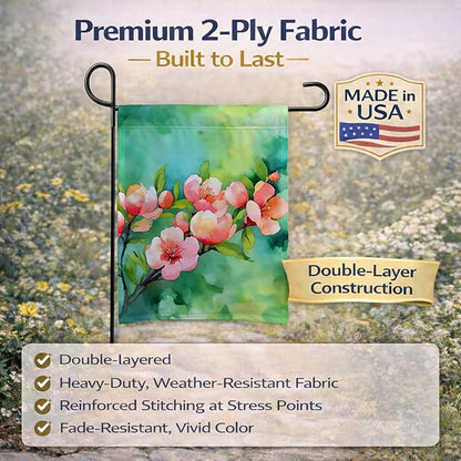 Caroline's Treasures Delaware Peach Blossom in Watercolor Garden Flag Mailbox Flag Decorative Yard Flag Banner Outside Patio Artwork Yard Flower Beds, Garden Size, Multicolor
