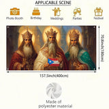 HOMETITUTE 13x6ft Three Kings Day Garage Door Banner Dia de Reyes Puerto Rican Flag Design Polyester Large Outdoor Decoration for Epiphany Celebration Holiday Party Yard Home School