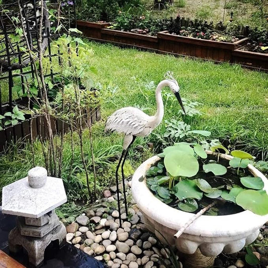 Outdoor Sculptures for Garden Crane Sculpture, Villa Garden Decoration Large Bird Statue Decoration Wrought Iron Crane Animal Metal Sculpture