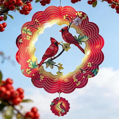 Cardinal Wind Spinner, 12Inch Metal 3D Kinetic Wind Spinners, Cardinal Gifts for Women, Mom, Garden & Yard Decor Outdoor/Indoor Decoration, Dynamic Art Hanging Sculpture