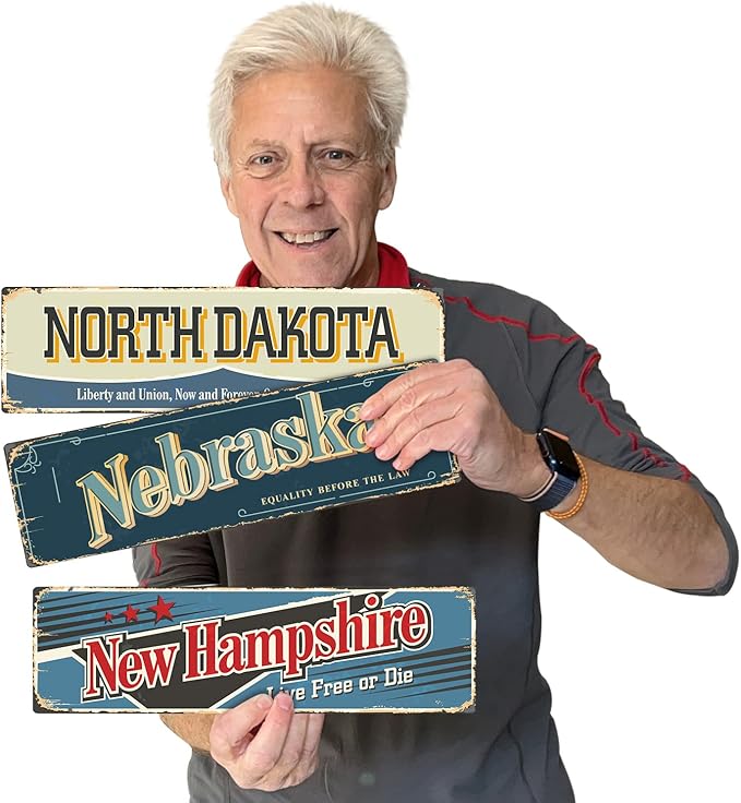 SmartSign 4 x 14 inch North Dakota State Vintage Metal Sign “Liberty And Union”, 40 mil Rustproof Aluminum with Clear Overcoat, Retro Wall Décor, Multicolor, Made in USA