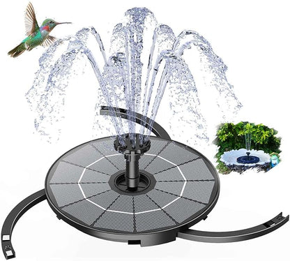 AISITIN 2.8W Solar Fountain Pump for Bird Bath Upgraded 2026, Floating Solar Powered Water Fountain Built-in 1000mAh Battery with 7 Nozzles & 3 Integrated Bracket for Bird Bath and Outdoor Garden