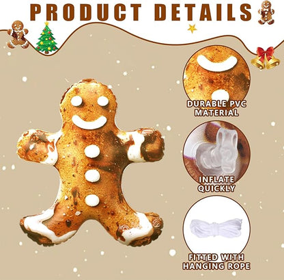 12 Pcs Christmas Inflatable Ornament Decoration 11.8 Inch Christmas Hanging Ornaments Xmas Inflatable Outdoor Decor for Xmas Indoor Outdoor Birthday Party Supplies Decoration (Gingerbread Man)