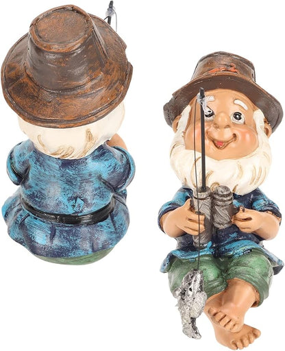 AYNEFY Mini Gnomes Statue,Miniature Garden Funny Fishing Gnome Ornament Mini Dwarf Figurine Ornament DIY Kit Micro Landscape Ornaments for Patio Yard Lawn