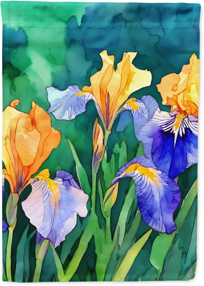 Caroline's Treasures Tennessee Iris in Watercolor Garden Flag Mailbox Flag Decorative Yard Flag Banner Outside Patio Artwork Yard Flower Beds, Garden Size, Multicolor