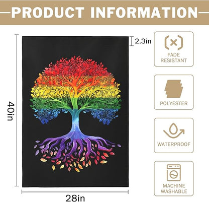 Gay Pride Flag for Outside House LGBTQ Rainbow Tree Life Garden Flags 28 x 40 Double Sided Large Lawn Seasonal Decorative