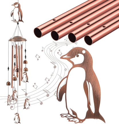 Briwooody Penguin Wind Chimes Decor for Outside Garden Penguin Gifts for Women 36 Inch Metal Windchimes with 4 Aluminum Tubes Memorial Wind Catcher Ornament for Patio Lawn Yard Lawn Housewarming Decor
