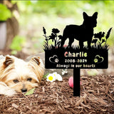 Custom French Bulldog Dog Memorial Grave Marker,Personalized Pet Dog Memorial Garden Stake,Flora Dog Memorial Plaque Burial Stake Engraved Sign,Dog Sympathy Grave Stake,Dog Statue Headstone
