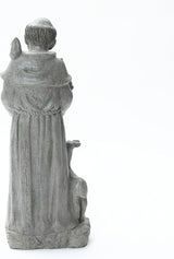 LuxenHome Outdoor St. Francis Statues, 27.6" Saint Francis of Assisi MgO Garden Statue with Animal & Birdbath Bowl, Religious Statues for Patio Yard Home Decor, Outdoor Garden Sculptures