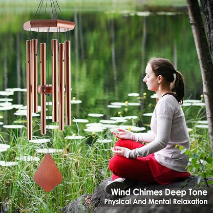 Small Bronze Wind Chimes - 28 Inch Outdoor Tuned Melody, Sympathy Gift for Mom/Housewarming, Outside Decoration