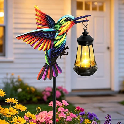 Solar Lights Hummingbird Garden Outdoor Decor, Hummingbird Stakes with Solar Lights, Mother's Day Birthday Gifts for Women Mom,Waterproof Metal Decorative Lights for Yard Art Outside Patio Porch Lawn