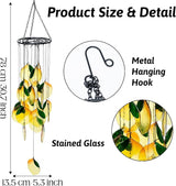 Lemon Stained Glass Wind Chime - Yellow Lemon Wind Chime Window Hanging Ornament Boho Suncatcher Art Pendant for Home Garden Backyard Outdoor Spring Decor Girl Women Birthday Housewarming Gift