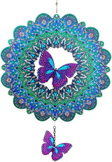DREAMYSOUL Outdoor Wind Spinner Metal, 12 Inches Butterfly Hanging Wind Spinners 3D Garden Wind Sculpture for Outdoor Garden Patio Decoration