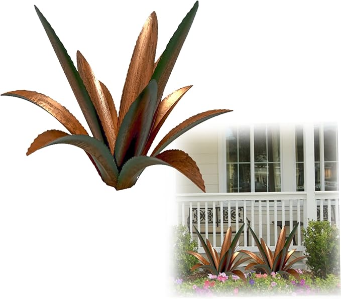 Tequila Rustic Sculpture Agave Plant Metal Garden Ornament Garden Agave Art for Outdoor Yard Lawn Decor 13.78 inch Metal Plant